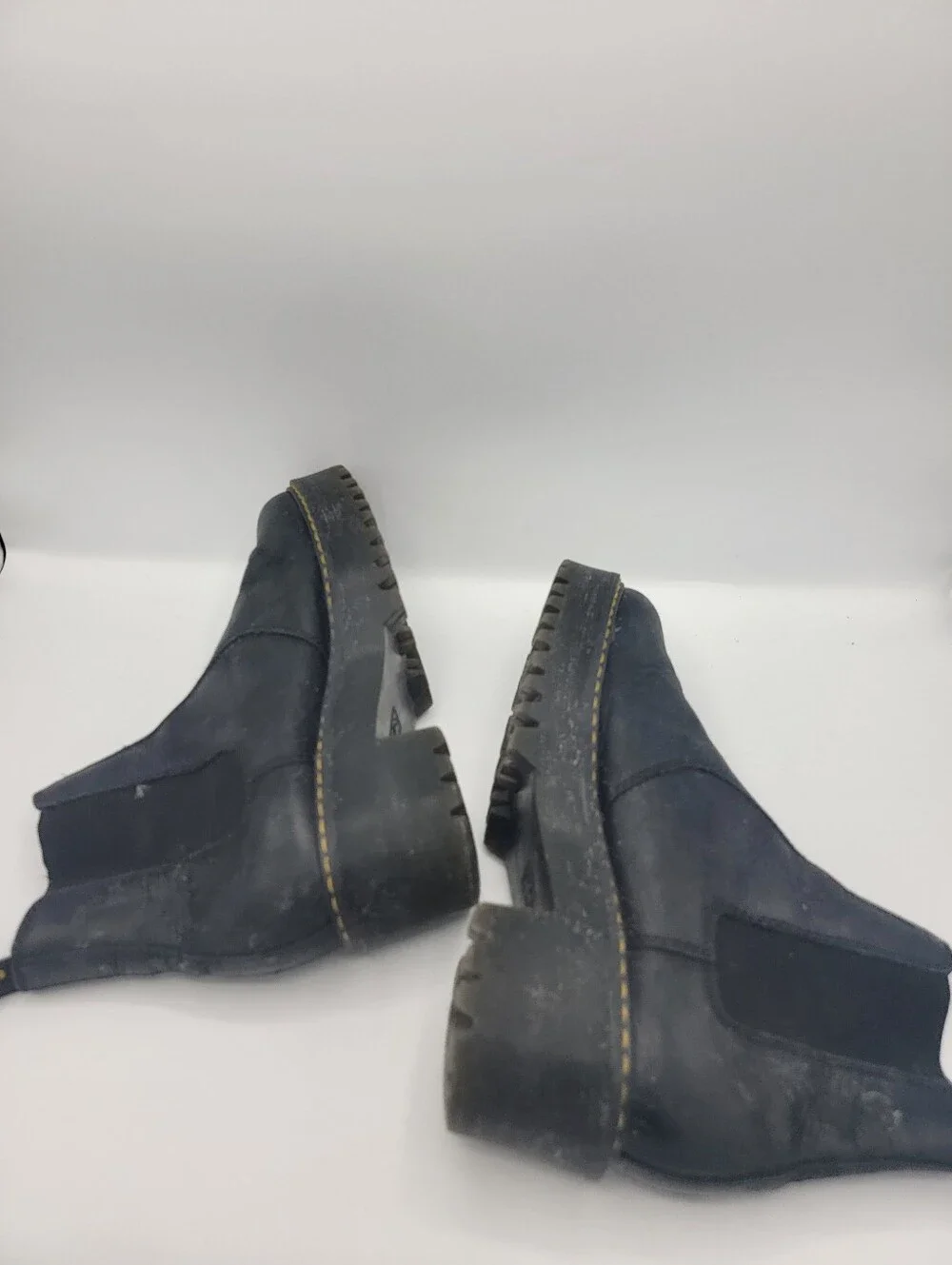 Dr. Martens Rometty Black Platform Chelsea Boots with Yellow Stitching